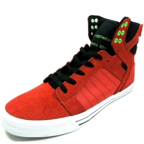 Supra SKYTOP Mens Shoes Red Black - Picture 2 of 8